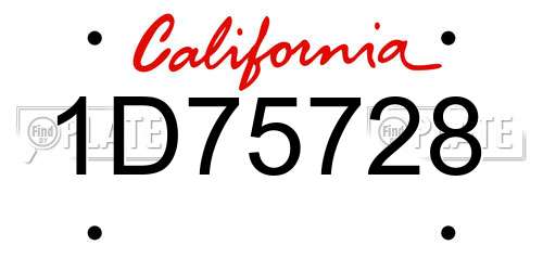 1D75728 California License Plate