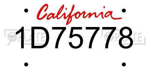 1D75778 California License Plate