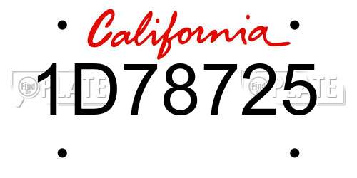 1D78725 California License Plate