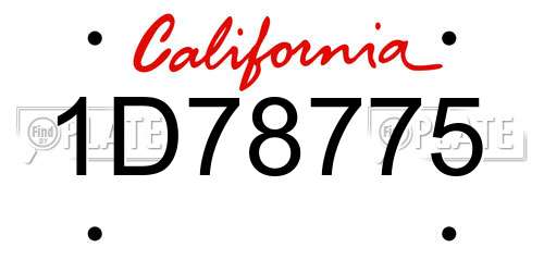 1D78775 California License Plate