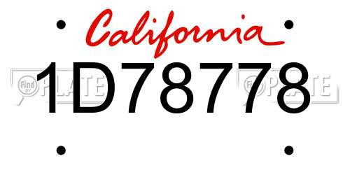 1D78778 California License Plate