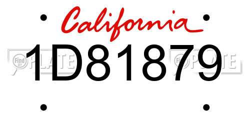 1D81879 California License Plate