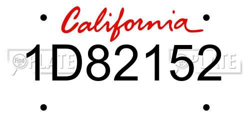 1D82152 California License Plate