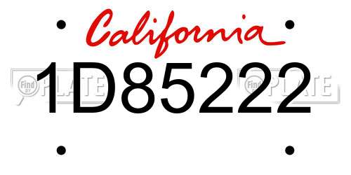 1D85222 California License Plate