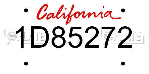 1D85272 California License Plate