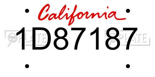 1D87187 California License Plate