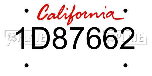 1D87662 California License Plate