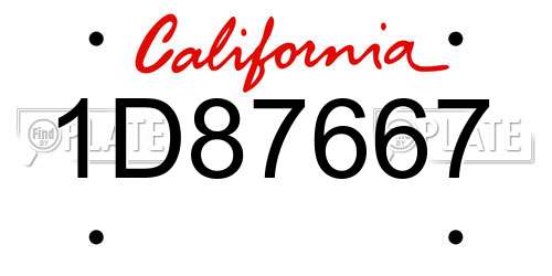 1D87667 California License Plate
