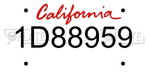 1D88959 California License Plate