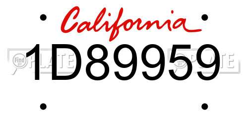 1D89959 California License Plate