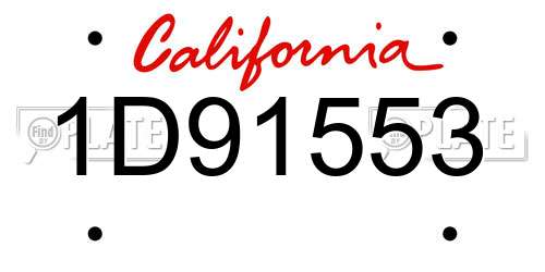 1D91553 California License Plate