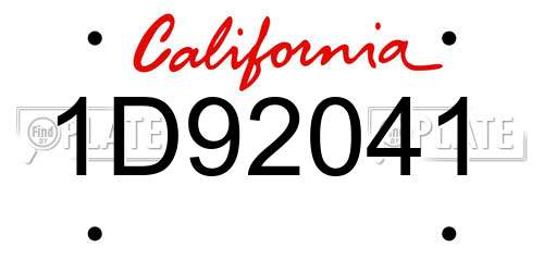1D92041 California License Plate