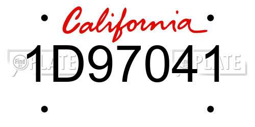 1D97041 California License Plate