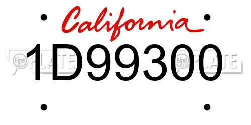 1D99300 California License Plate