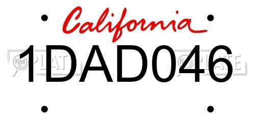 1DAD046 California License Plate