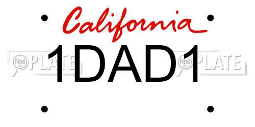 1DAD1 California License Plate