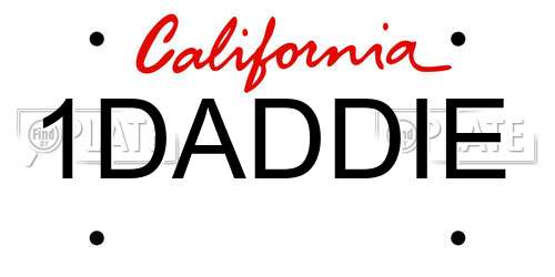 1DADDIE California License Plate