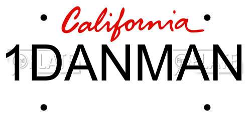 1DANMAN California License Plate