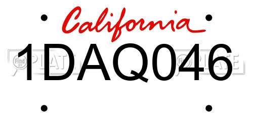 1DAQ046 California License Plate