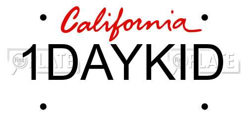 1DAYKID California License Plate