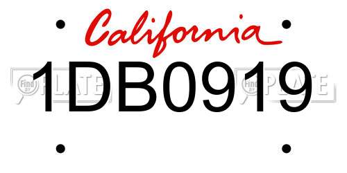 1DB0919 California License Plate