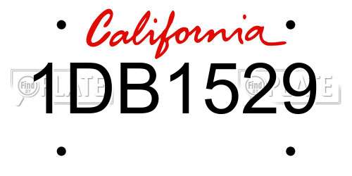 1DB1529 California License Plate