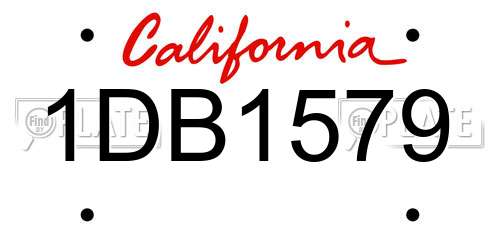 1DB1579 California License Plate