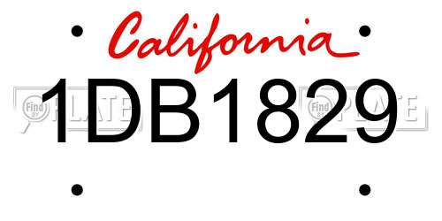 1DB1829 California License Plate