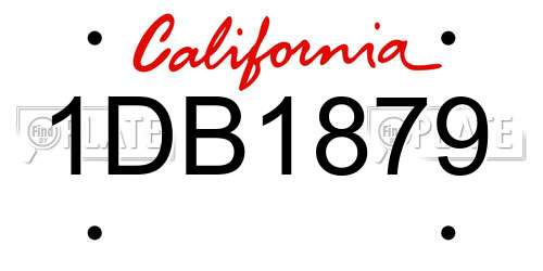 1DB1879 California License Plate