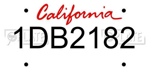 1DB2182 California License Plate