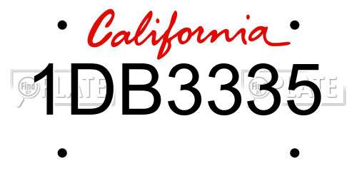 1DB3335 California License Plate