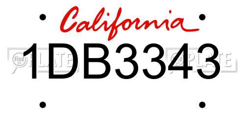 1DB3343 California License Plate