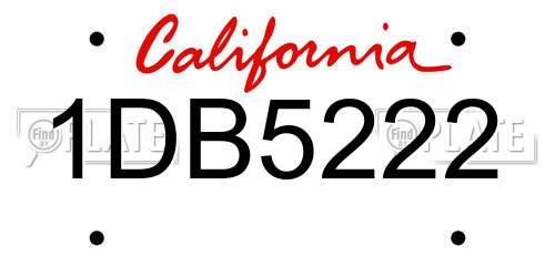 1DB5222 California License Plate