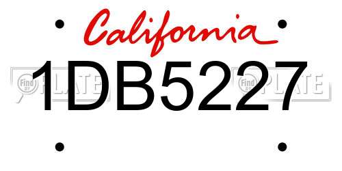 1DB5227 California License Plate