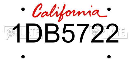 1DB5722 California License Plate