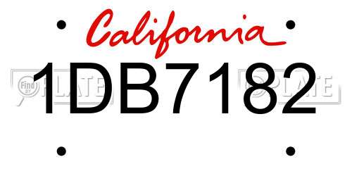 1DB7182 California License Plate