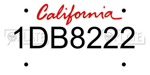 1DB8222 California License Plate