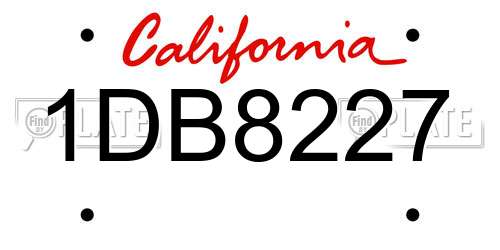 1DB8227 California License Plate