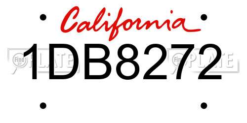 1DB8272 California License Plate