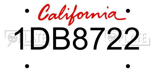 1DB8722 California License Plate