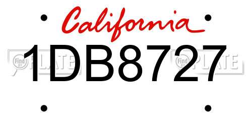 1DB8727 California License Plate