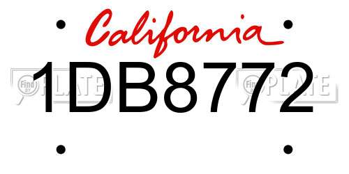 1DB8772 California License Plate