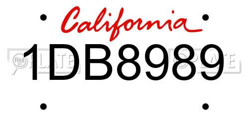 1DB8989 California License Plate