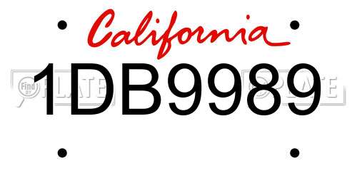 1DB9989 California License Plate
