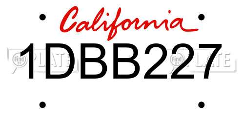 1DBB227 California License Plate