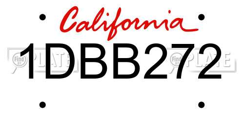 1DBB272 California License Plate