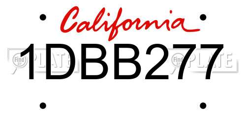 1DBB277 California License Plate