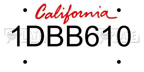 1DBB610 California License Plate
