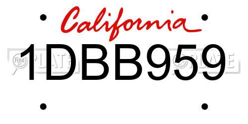 1DBB959 California License Plate
