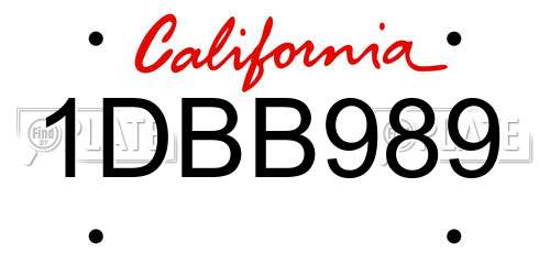 1DBB989 California License Plate